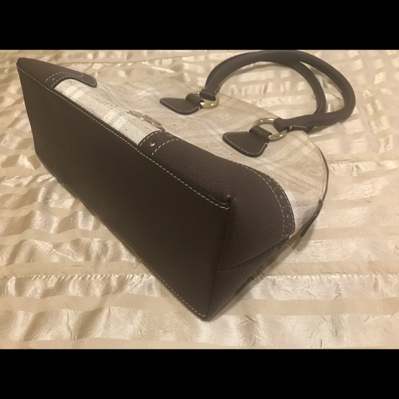 🎉SALE Rare Vintage Dooney & Bourke Brown/Beige Satchel w/ DB Medallion EUC - Picture 7 of 13